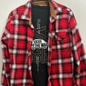Legendary Whitetails Red Flannel Shirt Mens M Corduroy Collar